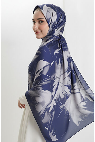 sefamerve Desenli Soft Şal 70316-10 Lacivert Bej