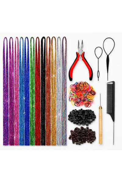 Glamura Lashes Set Extensii Par cu Sclipici Fairy Hair Tinsel, 12 Culori Rezi...