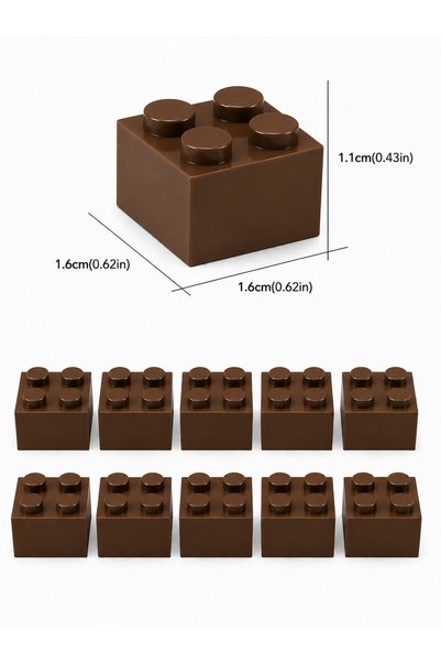ThinkMaster 100 Pieces Single Color Brown 2X2 Piece Compatible with Classic and City