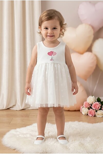 Erca Home Tekstil Ürünleri Petek Heart-Designed Girls' Tulle Dress 2/3/4 Y