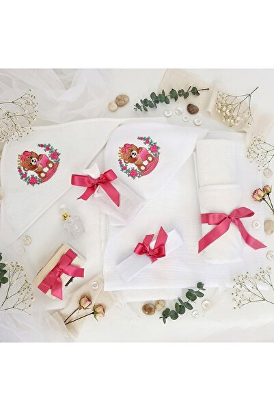 OEM Trusou Botez Fetiță Ursuleț Prințesă Roz – Set Compact 75×75 cm | & Delic...