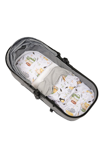 Kidizi Set lenjerie landou si carucior bebe Wiskers – paturica 90x75 cm, cear...