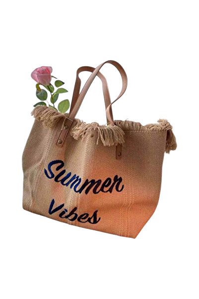 OEM Geanta dama, din panza, bej inchis, 45x34cm
