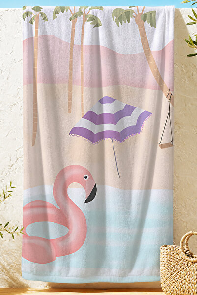 Evimde Bambaşka Prosop de plajă pentru copii Flamingo Tropical Palm - Prosop ...