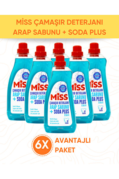 Miss ÇAMAŞIR DETERJANI ARAP SABUNU ETKİLİ 6 ADET 1500 ML AVANTAJ PAKETİ
