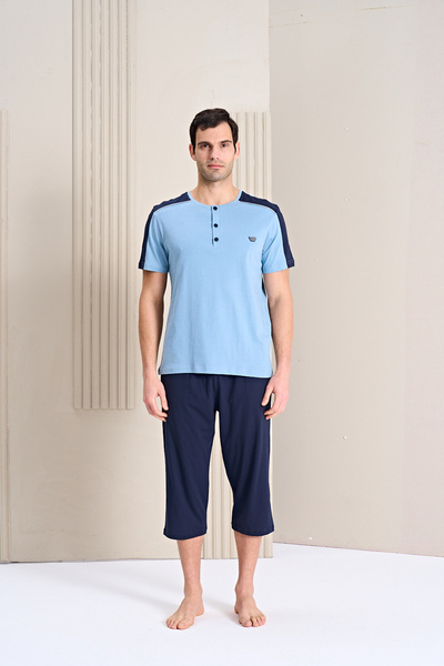 Over Sleep by Poleren Men's Pajama Set Capri & Bermuda Short Sleeve