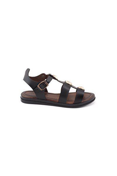Kuum London Vaketa Three-Strap Gold Stone Women's Sandals