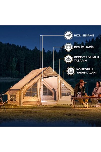 E BULURUM 6 Kişilik Şişme Kamp Çadırı - 4 Mevsim - Dev İç Hacim