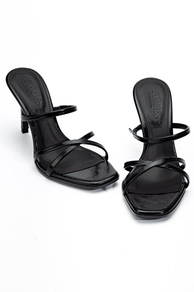 LEMUES SHOES Pantofi negri cu toc și vârf pătrat pentru femei