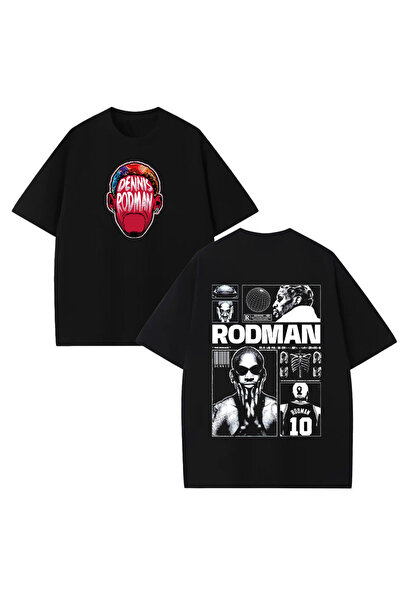 STİL-X Tricou oversize unisex cu imprimeu Dennis Rodman, 100% bumbac