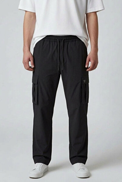 Men's Premium Imported Thin Parachute Fabric Lycra Regular Cargo Pocket Stretchy Flat Leg Elastic Pants Jogger