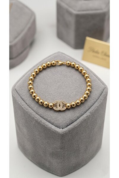 Casa Shop Set de 3 brățări de damă placate cu aur de 14K, cu mărgele aurii și...