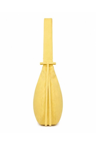 RONASBAG Bow Bag Butter Yellow Kadın Astarlı Içi Gözlü Fiyonk Detaylı Fermuarlı Baget Kol Çantası