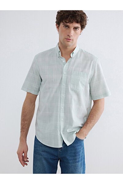 LC Waikiki Rmz Gi̇yi̇m Farkiyla Standard Fit Checkered Embroidered Poplin Men...
