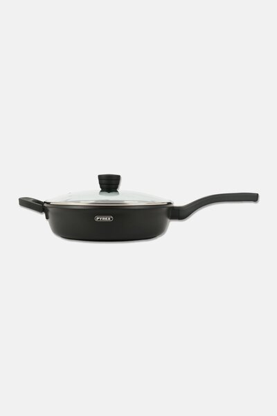 Pyrex Cast Aluminium Deep Frying Pan With Lid, Grey