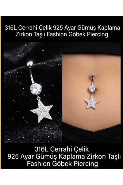 Lunexa 316L Cerrahi Çelik 925 Ayar Gümüş Kaplama Zirkon Taşlı Özel Tasarım Fi...