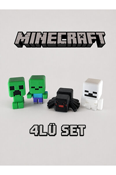 ArtiFex Hobi Minecraft 4’lü Mini Mob Seti – Creeper, Zombie, Spider ve Skelet...