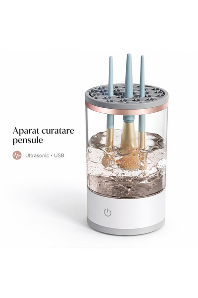 iTin Aparat electric curatat pensule machiaj ultrasonic, spalare si uscare ra...