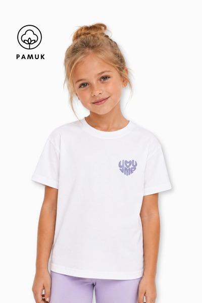 difa kids Tricou de vară pentru fete, cu mânecă scurtă, cu imprimeu text inimă