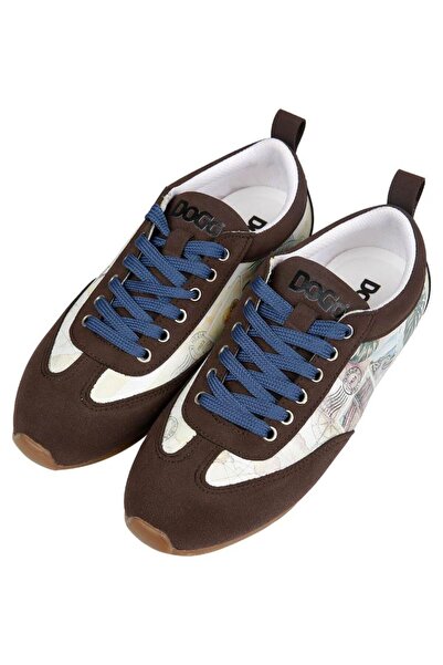 Dogo Women's vegan leather beige sneakers - ink and pictures design
