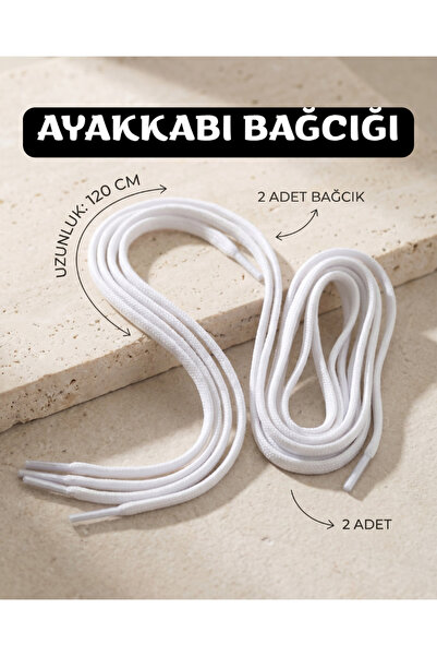 Beyaz Renk Yuvarlak Ayakkabı Bağcığı