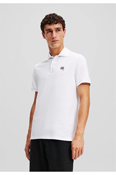 KARL LAGERFELD JEANS Ikon Tricou Polo cu Patch Brodat Alb (A1M17102100) Bărba...