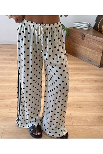 Olbia Women's White Polka Dot Striped High Waist Trousers