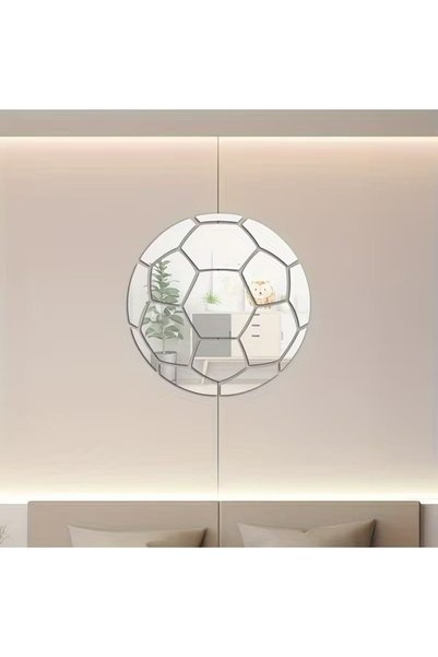 Modern Futbol Topu Aynası Aynalı Pleksi Duvar Dekoru