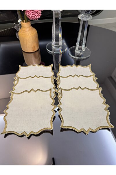 FİNESERVECO 6’lı Gold Sim İşlemeli Kahve Sunum Peçetesi