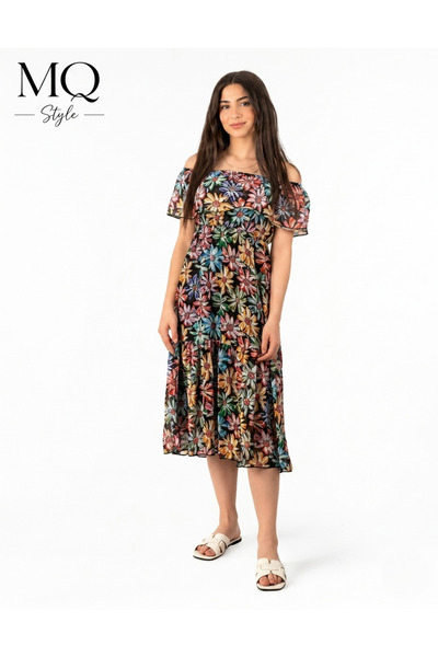 MQ Floral Off-Shoulder Midi Dress - Vibrant Summer Elegance