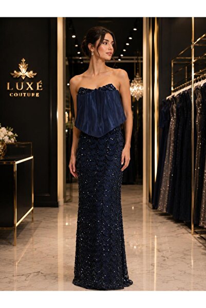 Hot Contact Sequin Embroidered Strapless Mermaid Evening Dress Engagement Wed...