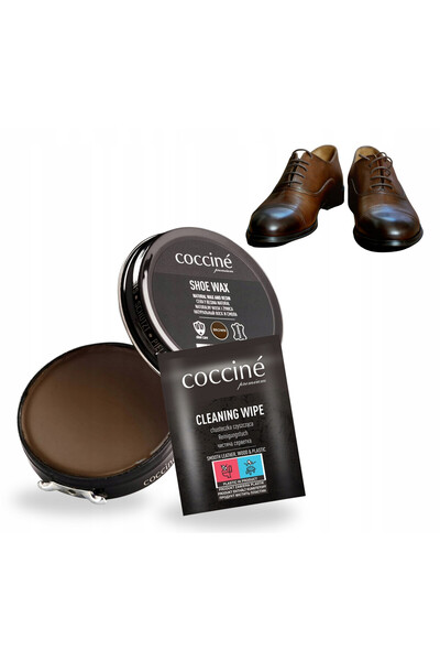 Coccine Set 2 in 1, Coccine, Crema de pantofi maro 40 ml, Servetele de curata...