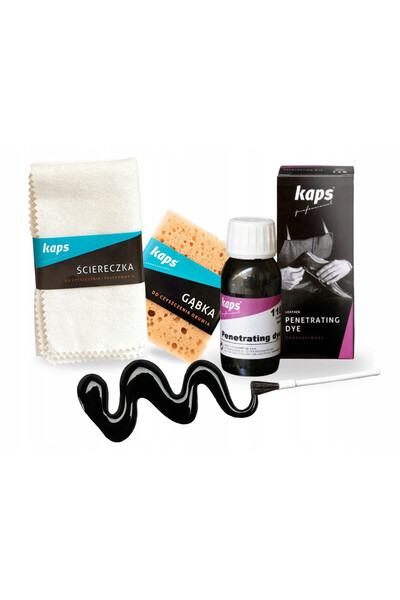 kaps Kit curatare incaltaminte, Kaps, vopsea neagra pentru piele, 50 ml, lave...