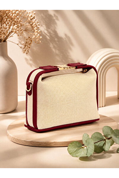 Lorena Cosmos Linen Fabric Hand and Shoulder Bag -