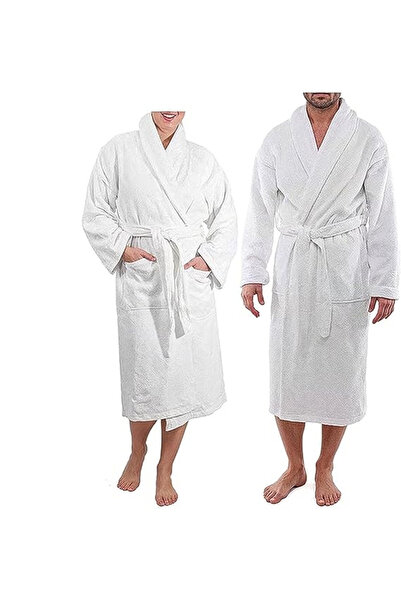 OEM Halat de baie alb unisex din bumbac, moale, super absorbant, L