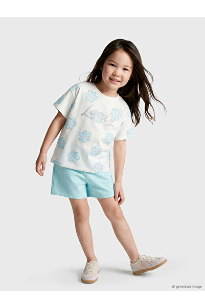 LC Waikiki Glittery Floral Girls' Shorts Set