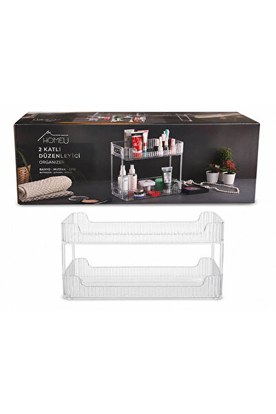 Organizer 2-Tier Transparent Makeup and Cosmetic Organizer Shelf