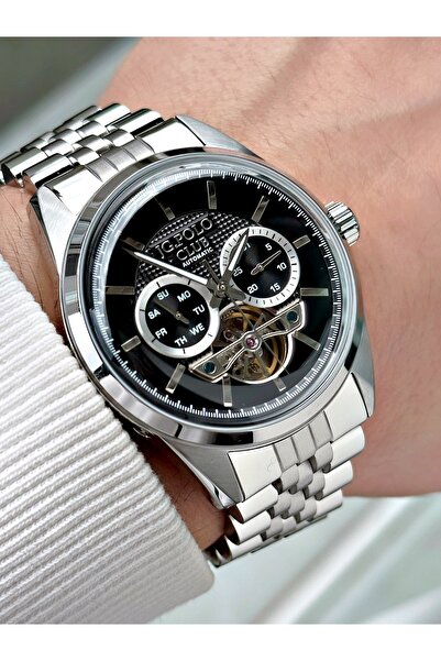 JG. Polo Club Automatic Mechanism Silver-Black Color Steel Cord Men Wristwatc...