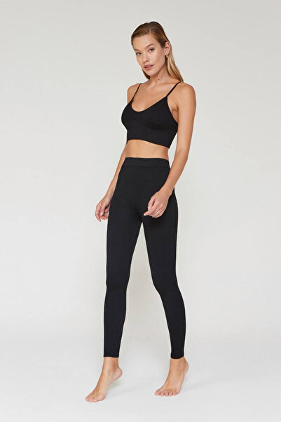 Asfaha Fashion Women's Ribbed High Waist Black Tights