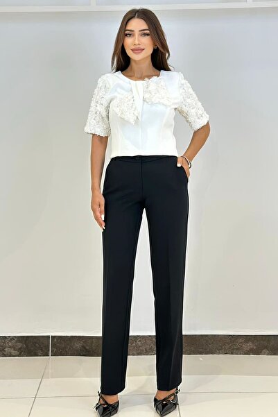 FEVER Straight Cut Stretch Fabric Classic Pants