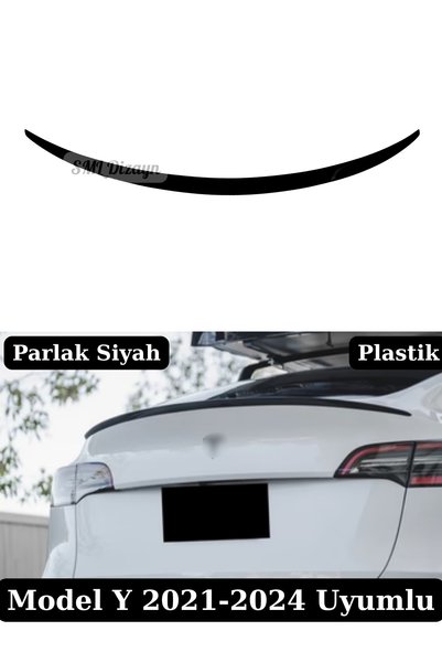 SML Dizayn Tesla Model Y (2021-2024) Uyumlu Bagaj Üstü Spoiler - Parlak Siyah...