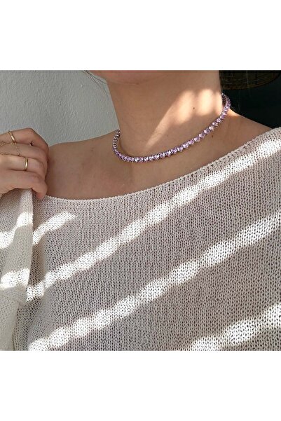Alice İsstanbul Pink Heart Crystal Choker Necklace