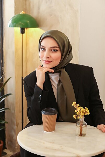 ALLURİNG THE BETTER ONE Ebruli Solid Color Scarf - Crystal-Khaki-2