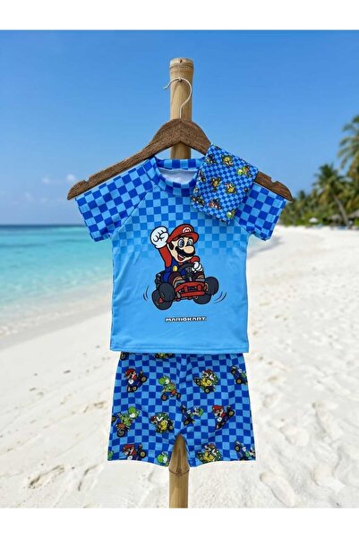 CHİCKİDSWEAR Boys' Short Sleeve Uv50+ Swim Set 3 Pieces