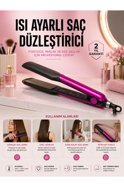 Alfa famouss Hair Straightener Heat Adjustable Ceramic Coating Rotating Cable...