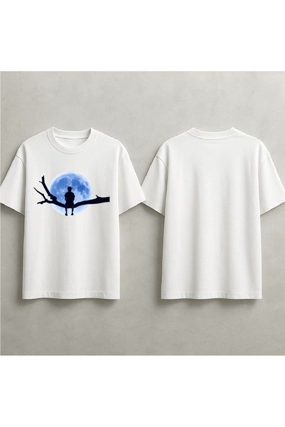 EFEVRA Boy Watching a Bird Printed Oversized T-Shirt