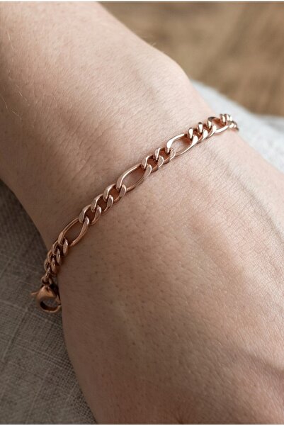 NBS Beautiful Naturel Stones Women's Rose Stainless Chain Bracelet Rose Color...