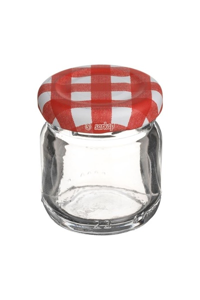OEM Borcan de depozitare din sticlă, cu capac roșu în carouri, 40 ml, practic...