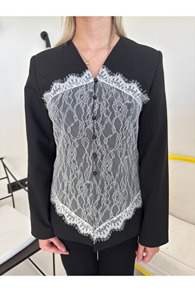 Bade Butik Black lace detailed design jacket