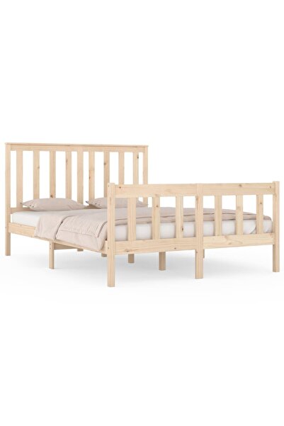 vidaxl Cadru de pat dublu, 135x190 cm, lemn masiv de pin
